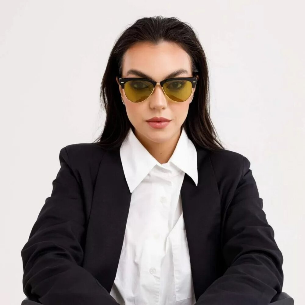 Miu Miu MU09ZS 1AB07O BRAND NEW Sunglasses Black Olive Green Browline Unisex